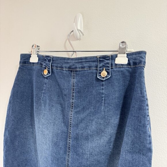 NWT D. Jeans Denim Jean Skirt 10 Pencil Stretch Blue Button Front Western - Picture 4 of 7